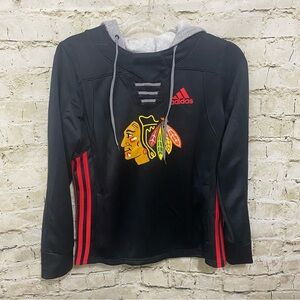 NWT Adidas Black 21 Skate Lace Chicago Blackhawks Hoodie Sweatshirt